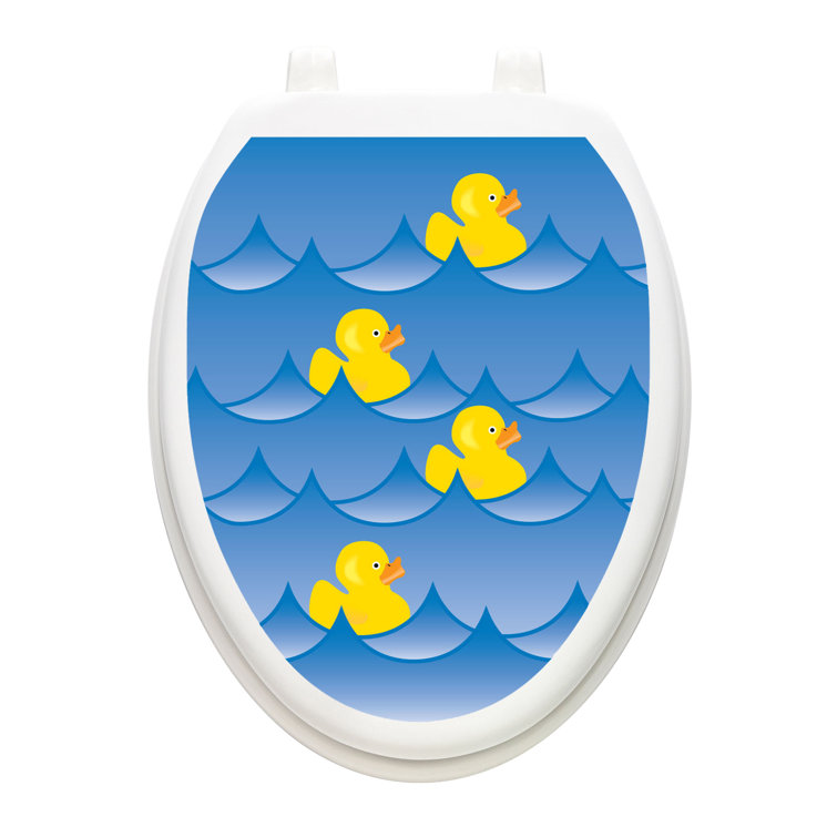 Toilet Tattoos Youth Rubber Ducky Toilet Seat Sticker, Lid Decal